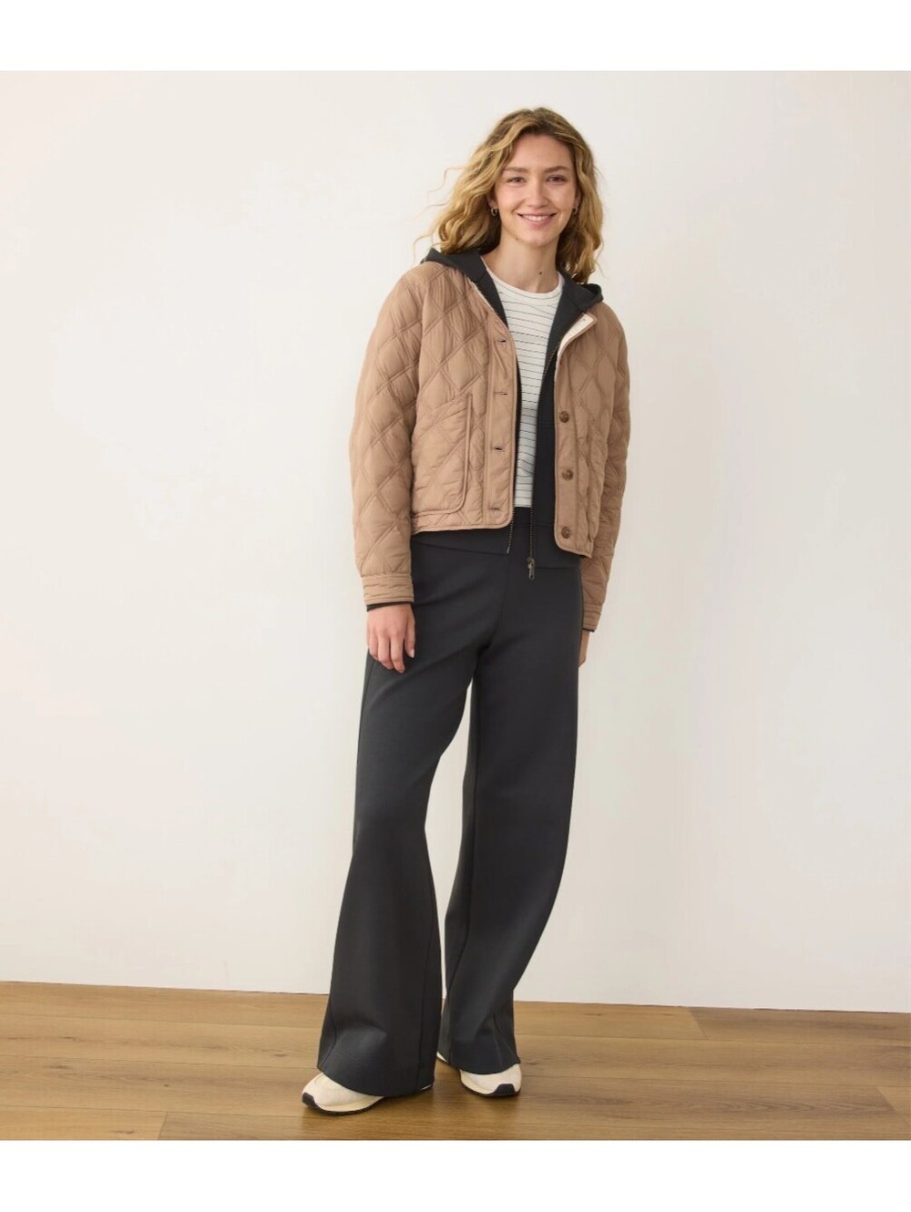Marine Layer Nova Black Wide Leg Pants Organic Cotton Blend Size XS